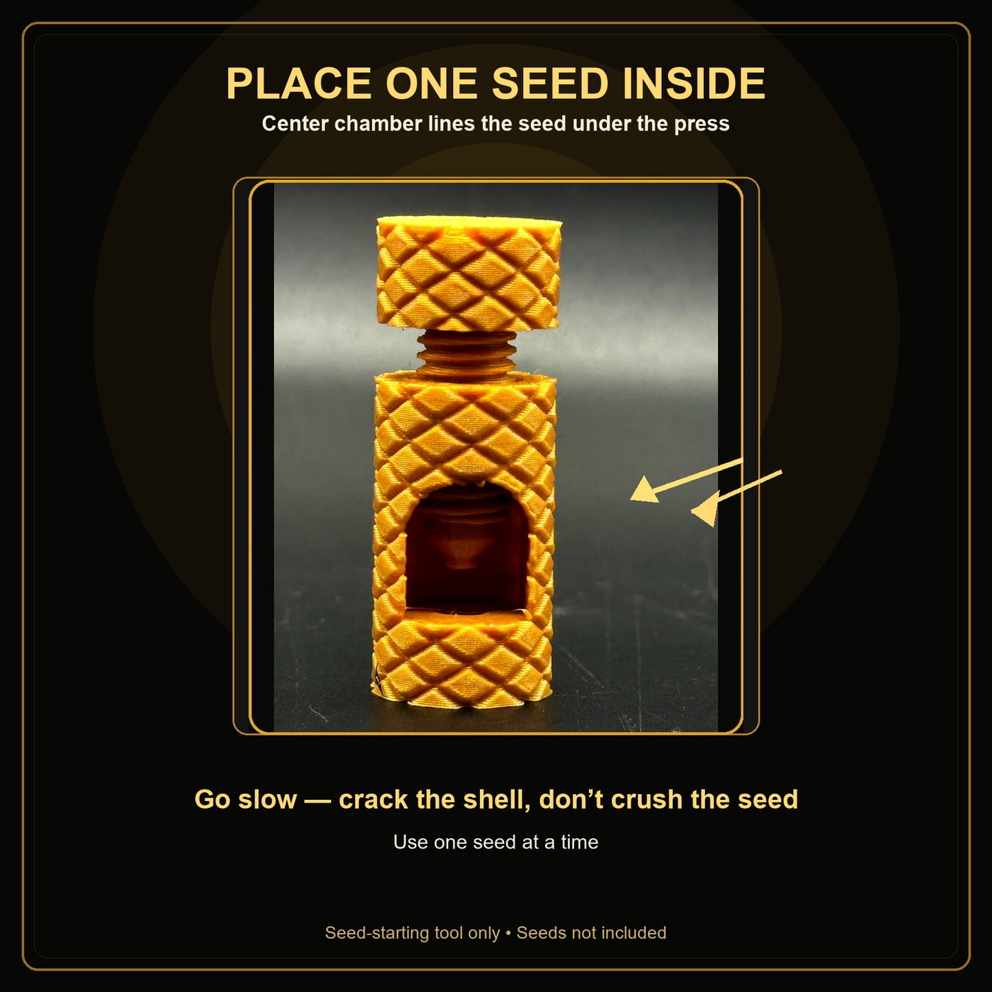 Seed Cracker Tool chamber close-up - place one seed inside
